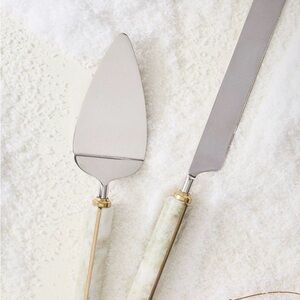 Anthropologie marble Cake Server and Knife Set